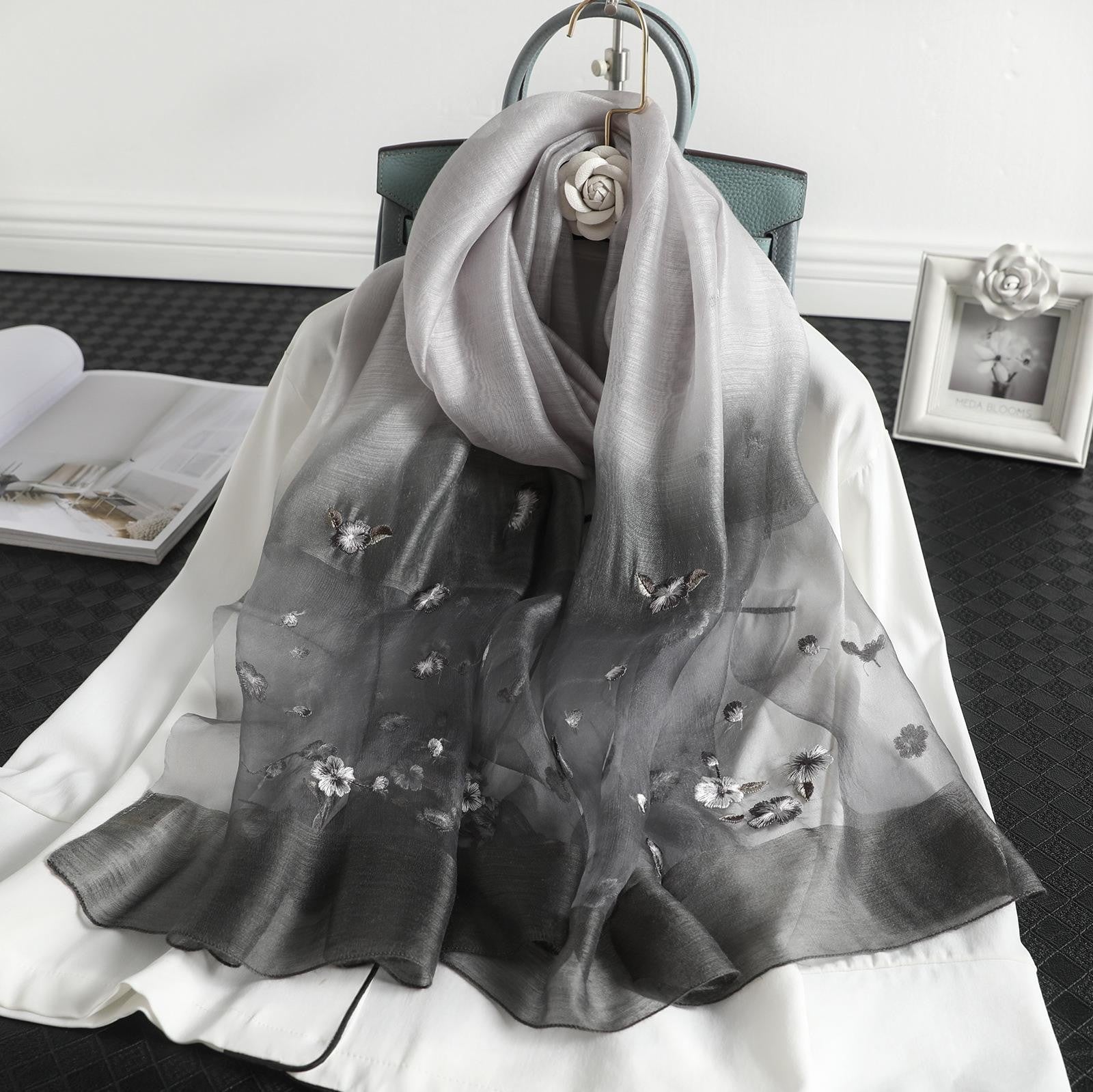 Aurira Embroidered Silk Shawl